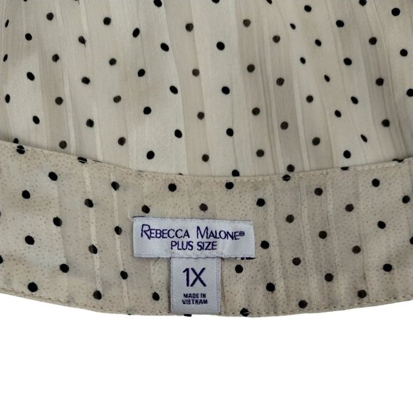 Rebecca Malone Womens 1X Champagne Polka Dot Balloon Plus Size Blouse - Picture 2 of 12